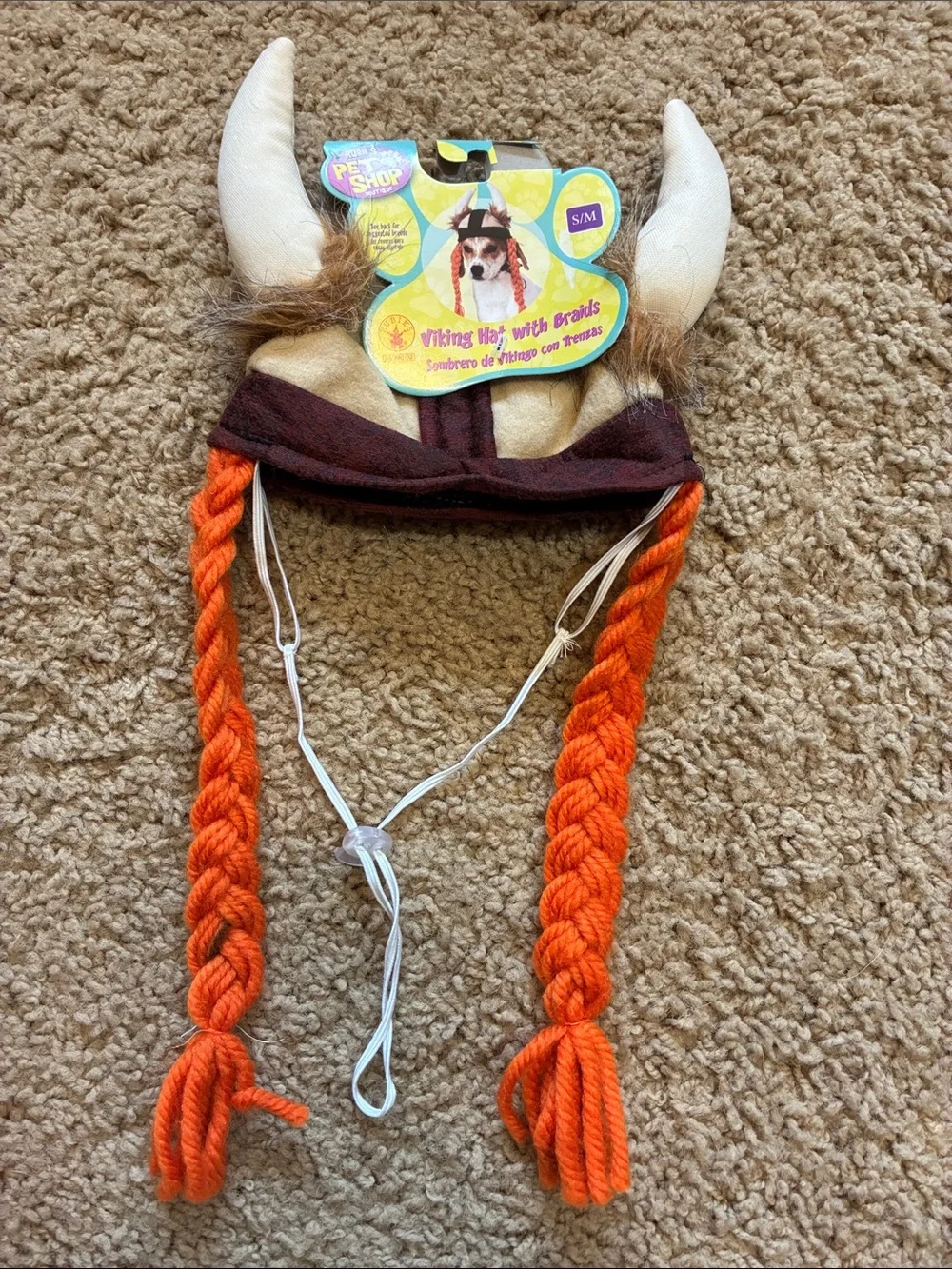 The Pet Shop Viking Hat with Braids - Brown, Tan, Red. Size S/M